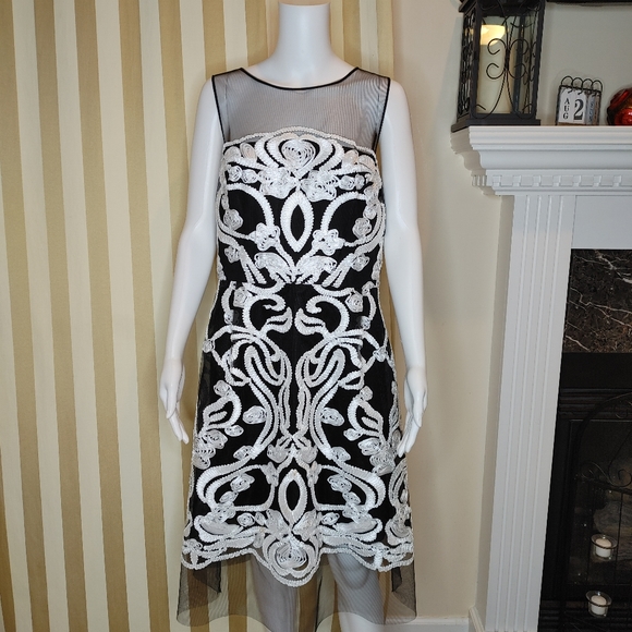 JULIA JORDAN EMBROIDERED ILLUSION COCKTAIL DRESS 12 - Picture 2 of 9